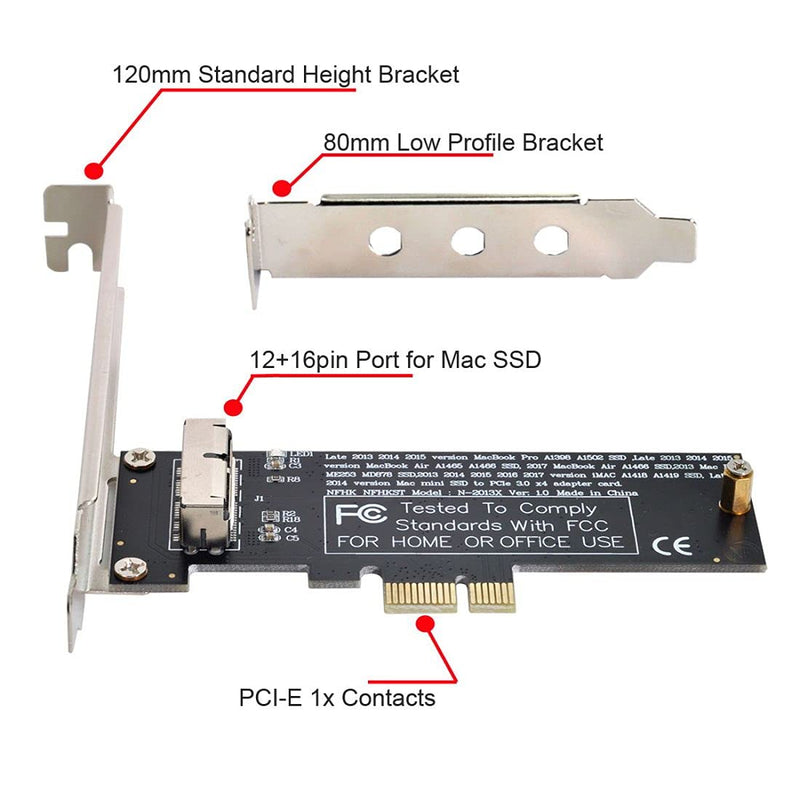 ChenYang CY PCI Express Convert Card PCI-E 1X to 12+16 Pin 2013-2017 Mac Pro Air SSD Convert Card for A1493 A1502 A1465 A1466