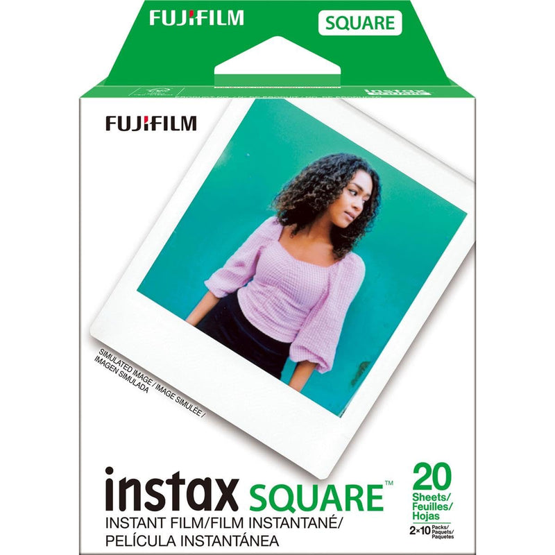 Fujifilm 2 Pack instax SQUARE Instant Color Film, Twin Pack - 20 Exposures (40 Total), White Frame