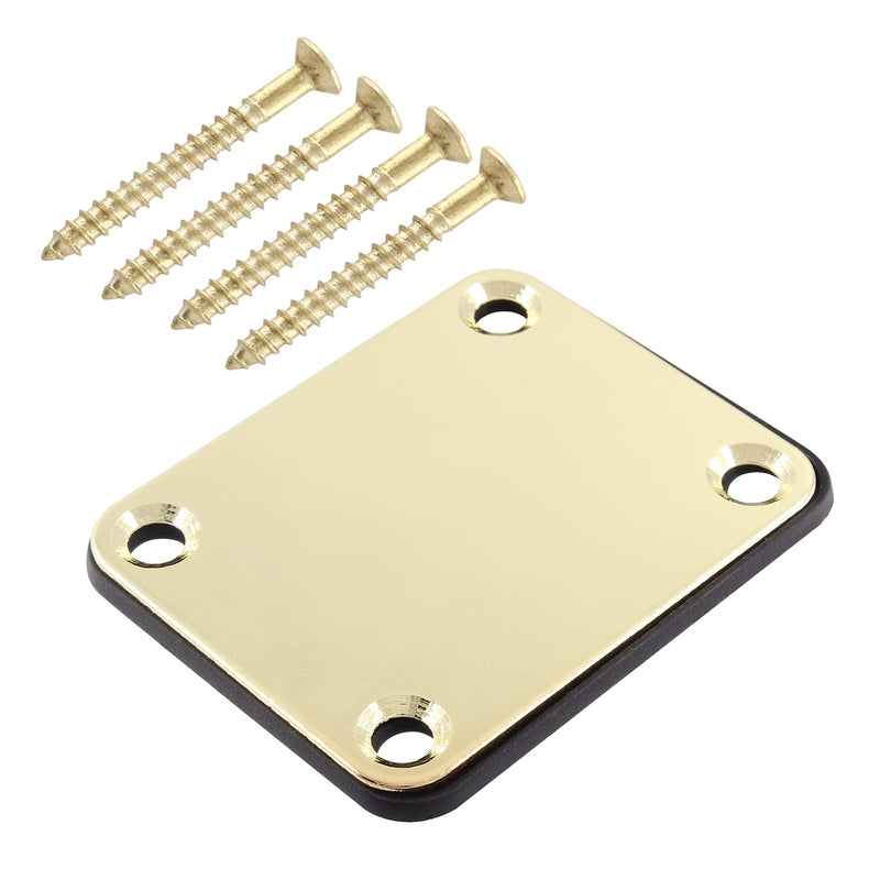 3 Pack Electric Guitar Neck Plates, Metal Guitar Neck Joint Plates with Screws Guitar Parts Replacement for Strat Tele Style Electric Guitar Bass (Black+Silver+Gold) Black+Silver+Gold-3pcs
