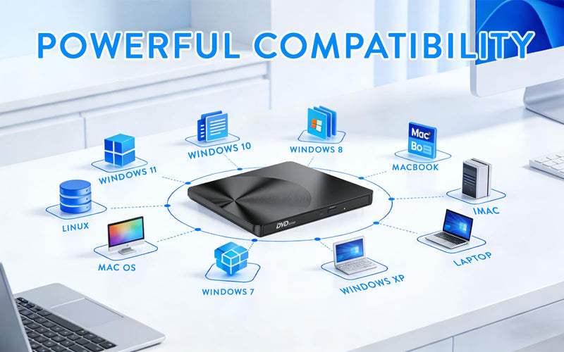 [AUSTRALIA] - Portable External CD/DVD Drive, USB 3.0 & USB C CD Burner +/-RW RW Burner CD ROM Reader Writer Disk Duplicator Optical Drive for Laptop Desktop PC Windows 11/10/8/7 Apple Mac Pro MacBook Mac Linux 