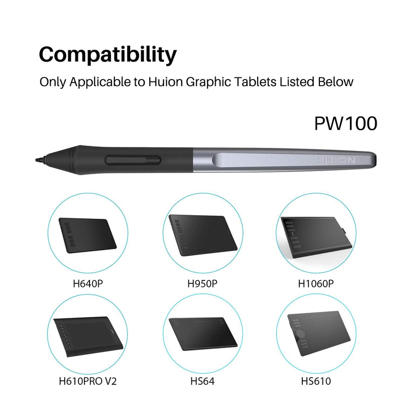 HUION PW100 Battery-Free Stylus for Huion Inspiroy H640P H950P H1060P H610Pro V2 HS610 HS64 H420X H580X H610X Graphics Tablet