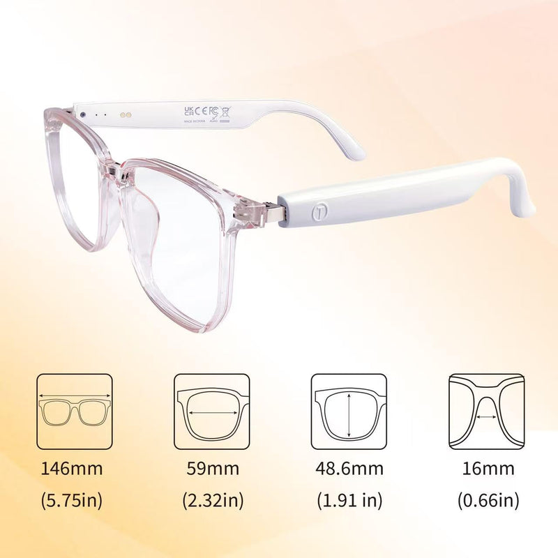 DUCO Bluetooth Blue Light Glasses for Women Men Smart Glasses with Open Ear Audio UV400 Protection