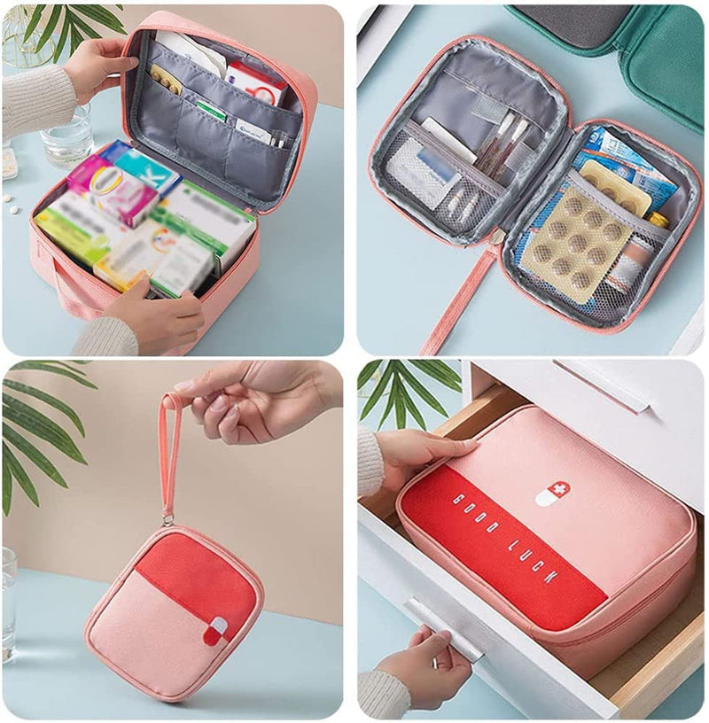 Pack of 2 Medicine Bag Large Capacity Medical Emergency Bag Empty Waterproof Medicine Storage Bag Portable Medicine Bag for Home Office Travel (Pink) Pink
