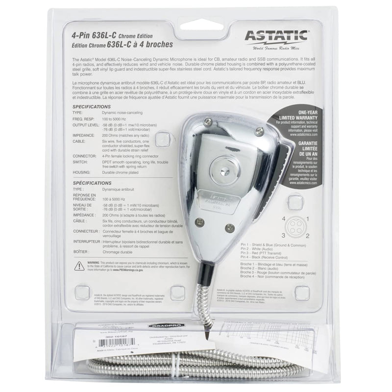 [AUSTRALIA] - ASTATIC 302-10187 4-Pin Noise-Cancelling Microphone (Chrome) 