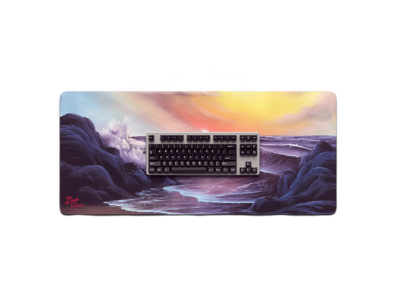 Bob Ross TV Series Scenic XXL Extended Gaming Mouse Pad for Computer, Office, Keyboard and Laptop, Large Desk Mat, Large Mouse Pad 35.4"x 15.7" x 0.12" - Stormy Seas - S17 E04