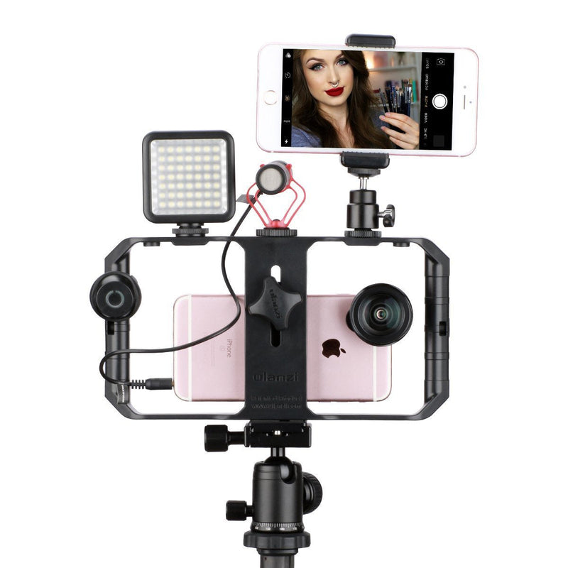 Ulanzi U Rig Pro Video Rig for iPhone, Phone Stabilizer Rig w Triple Cold Shoe Mount,Phone Tripod Mount for iPhone 12 11 Pro Max XS Max X 8 Plus OnePlus 7 Pro Samsung Google Pixel Vlogging Filmmaking