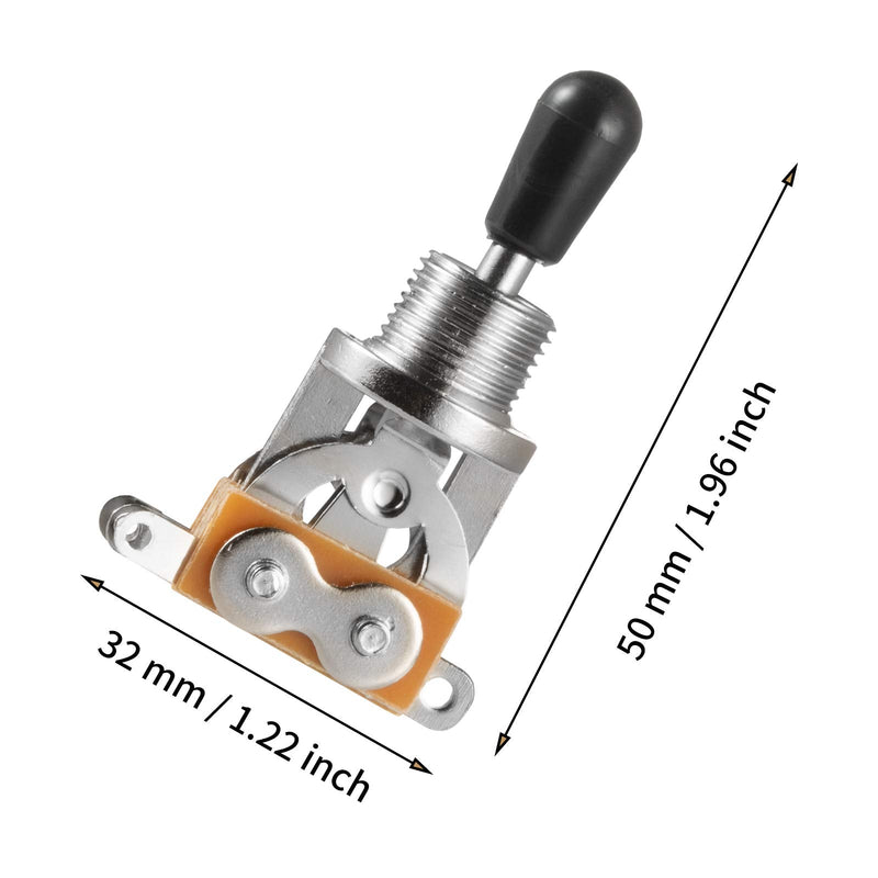 3 Way Short Straight Guitar Toggle Switch Pickup Selector with Tip Knob Caps Compatible with Gibson Toggle Les Paul Electric Guitars(Chrome Tip) Chrome Tip