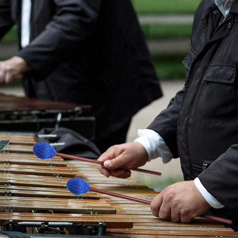 2 Pair Marimba Mallets Medium Blue Hard Yarn Head Keyboard Marimba Mallets for Percussion Marimba Playing Glockenspiel Marimba (Style 2) Style 2
