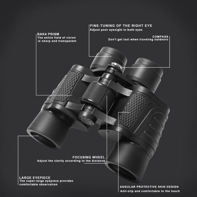 [AUSTRALIA] - 80x80 HD Binoculars for Adults, Waterproof & Fogproof with BAK-4 Prism & Fully Multi-Coated Lens, High Power Binoculars for Bird Watching, Hunting, Travel (Black) Black 