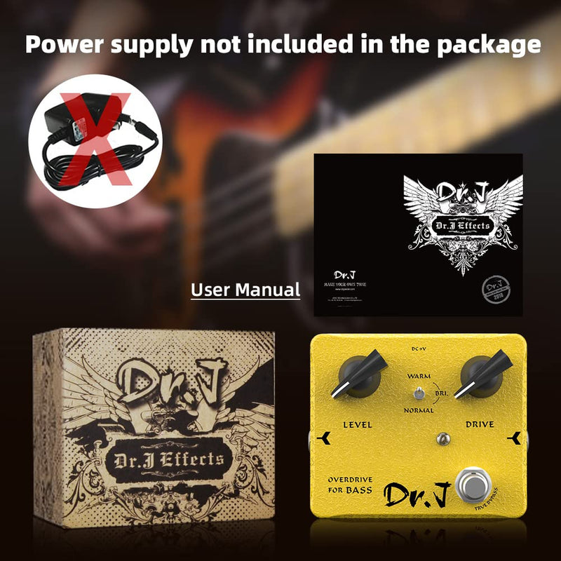 [AUSTRALIA] - JOYO Bass Overdrive Pedal Effects from Rock to Metal Specially Design for Bassist High-end Edition Dr.J Series (D52) Bass Yellow 