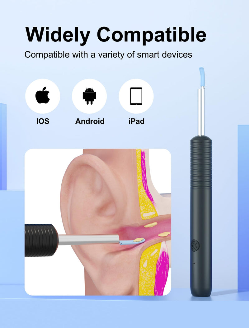[AUSTRALIA] - NEUTYPECHIC Ear Wax Remover Otoscope Wifi Ear Cleaner Camera HD Wireless Waterproof Ear Mirror 360° Wide Angle Ear Cleaner with 3.5 mm Lens and 6 LEDs for iPhone, iPad and Android Smartphones 