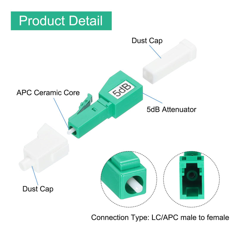 QUARKZMAN 5dB LC Fiber Attenuator LC/APC SM Single Mode Fixed Fiber Optic Attenuator Male to Female for Fiber Optic Transmission Pack of 2 5 dB