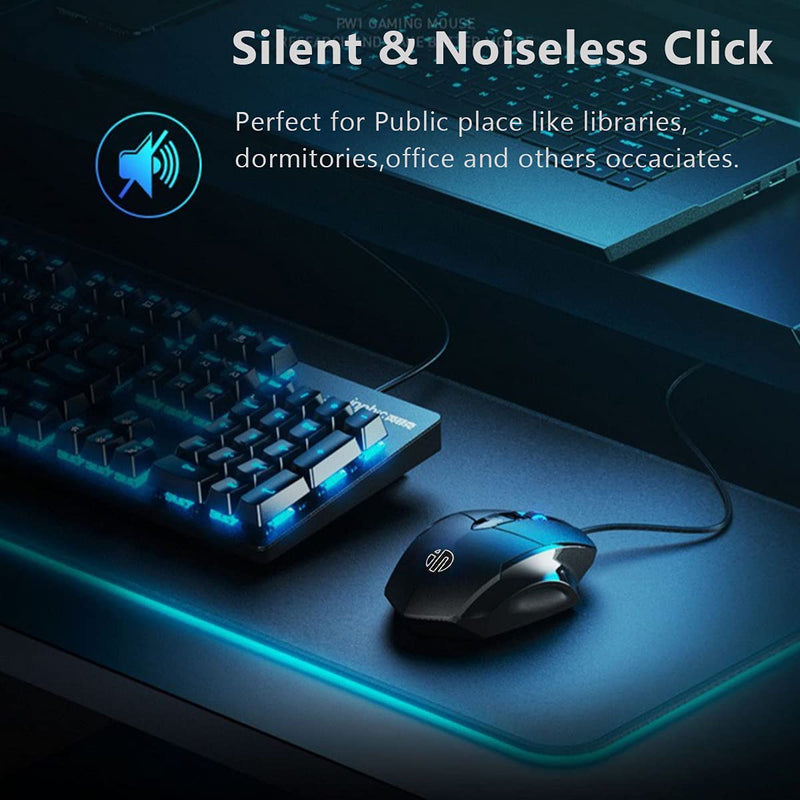 USB Computer Mouse Wired, Silent Click Corded Mouse 3-Button Wired Optical Mouse, Office and Home Mice, Ergonomic Shape for Windows Computers, Macs, Desktops and Laptops
