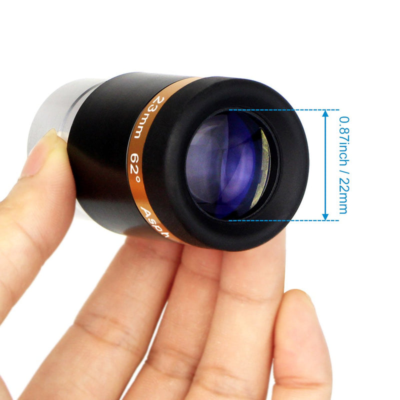 SVBONY Telescope Lens 23mm Telescopes Eyepieces Wide Angle 62 Degree Aspheric Eyepiece Fully Coated Lens for 1.25 inches Astronomic Telescopes