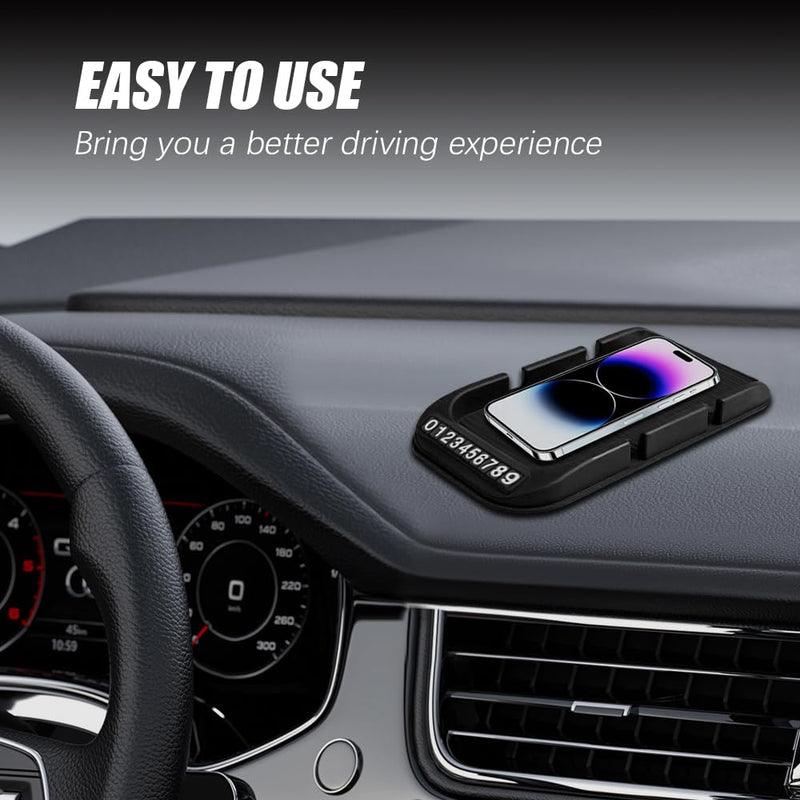 [AUSTRALIA] - Car Dashboard Cell Phone Holder, Dash Board Cover Mat, Silicone Anti-Slip Pad Mat with Number Plate for Placing Phone Keychains, Car Accessories Interior Universal for Most Cars Black 
