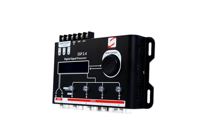 SSP 2.4 Digital Crossover and Equalizer 2 Channel Inputs and 4 Channel Outputs Full Digital Signal Processor DSP Sequencer 15 Band Graphic Equalization 12 Presets