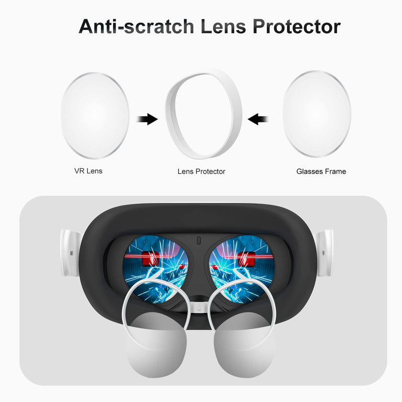 SUPERUS Face Cover Pad & Glasses Spacer Compatible with Oculus/Meta Quest 2 Accessories, Enhanced Comfort, and Prevent Your Glasses from Scratching VR Lenses (White) Face Cover + Glasses Spacer(White)