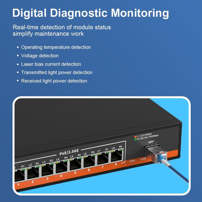10G SFP Bi-Directional Singlemode Transceiver Pack of 2 | SMF LC 20km 1270nm/1330nm with Digital Diagnostic Monitoring for D-Link, Mikrotik, TP-Link and More, 10G-SMSF-20KM