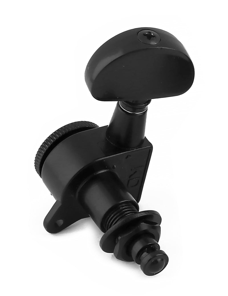 Locking Guitar String Tuning Pegs Sealed Machine Heads Tuners Tuning Keys 6 In Line for Right Handed Electric Guitar or Acoustic Guitar Half Round Head Black.
