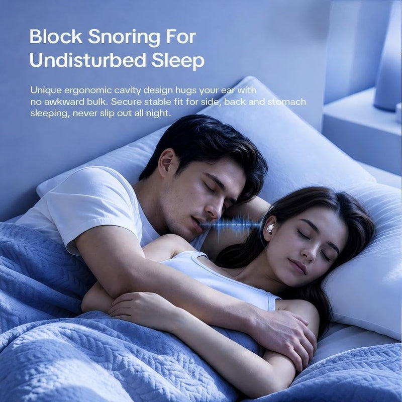 NE96 Sleep Earbuds Bluetooth 6.0 for Side Sleepers Mini Invisible Earbuds | Wireless Bluetooth Earbuds with Noise Blocking, Sleep Headphones, Comfortable Ear Plugs for Sleeping, 80H 3-size ear cap Deep Black
