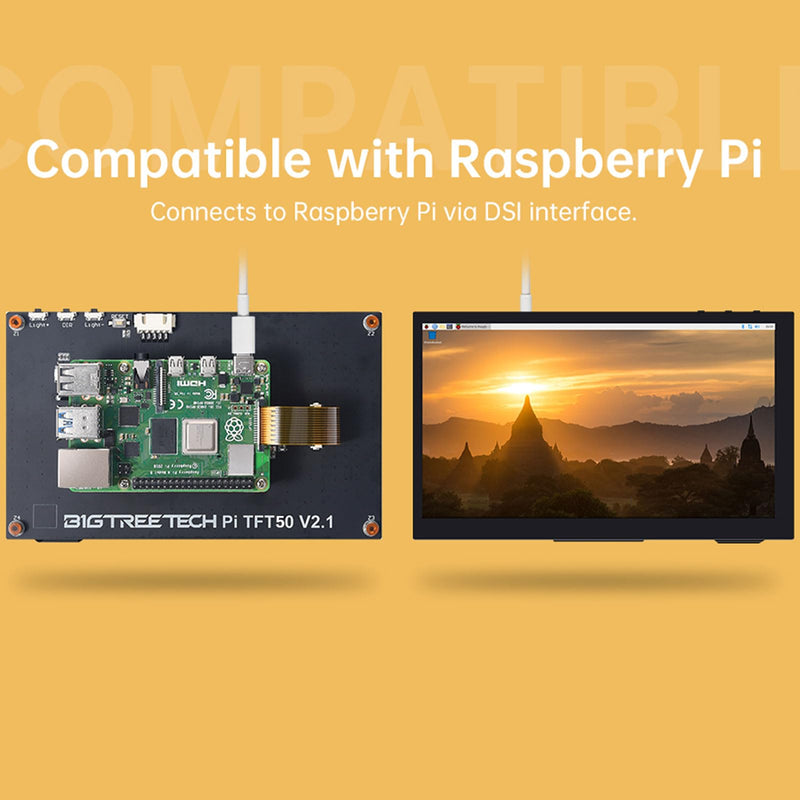 BIGTREETECH Upgrade PITFT50 V2.1 Graphic Smart Display DSI Interface 5 inch LCD Touch Screen Suitable for Raspberry-Pi Pi TFT50 V2.1