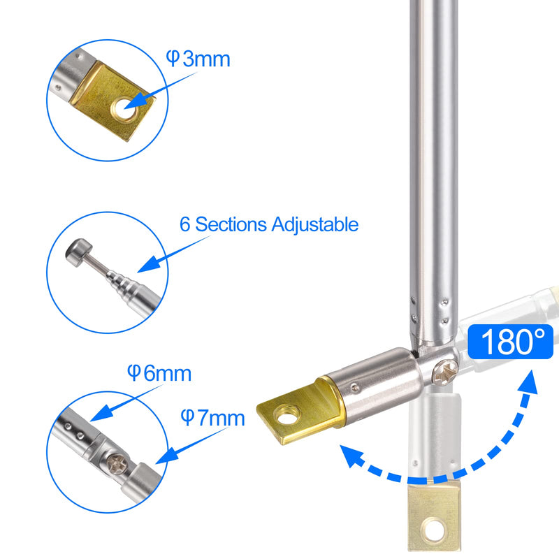 Bingfu 6 Sections Telescopic 65cm AM FM Antenna Portable Radio Antenna Replacement (2-Pack) Compatible with Indoor Portable Radio Home Stereo Receiver AV Audio Video Home Theater Receiver TV Tuner Foldable Telescopic Antenna