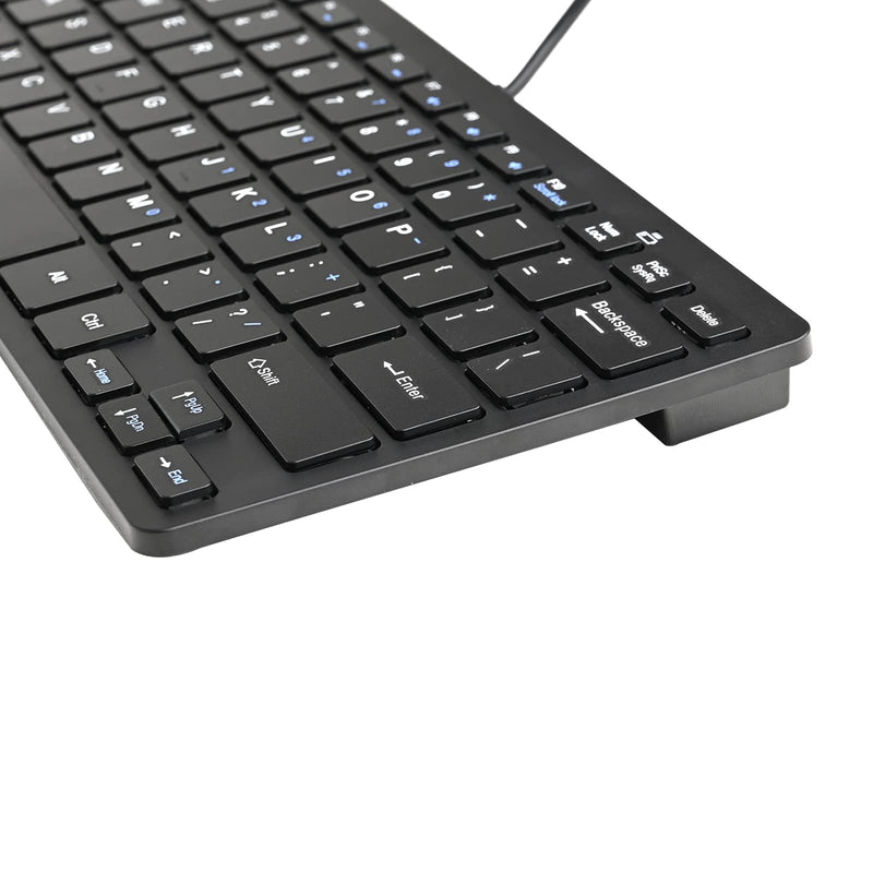 2021 Upgraded Powboro PC Computer Laptop Mini USB Wired Keyboard for Mac and Windows 78 Scissor Keys Small Super Thin Compact Multimedia Keyboard (Black) Black
