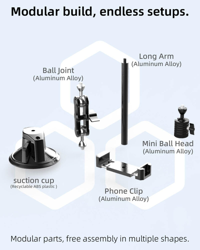 Car Phone Holder, 3.54" Large Suction Cup Phone Mount | Upgraded Ultra-Stable Aluminum Alloy | 360° Rotatable Adjustable Mount for Windshield, Compatible with iPhone for Vlogging Recording