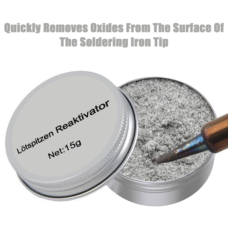 Soldering Tips Reactivator Lead-Free Soldering Tip Cleaner for Reactivating Oxidized Soldering Tips (Net Weight: 15g Tub)