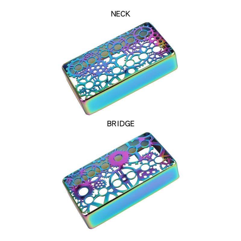 2 PCS Brass Humbucker Guitar Pickup Covers 50mm/52mm Pole Spacing engraved Guitar Pickup Covers Pickup Covers electric guitar pickup covers for Les Paul Electric Guitar (Colorful) Style A heptachrome