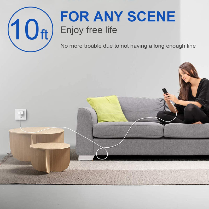 10 Ft iPhone Fast Charger, 2-Pack 20W Super Fast Charger with Long Fast Charging Cable for iPhone 14/13/12/11 Pro Max,14 Plus,Mini,Pro/XS/SE/XR/iPad white