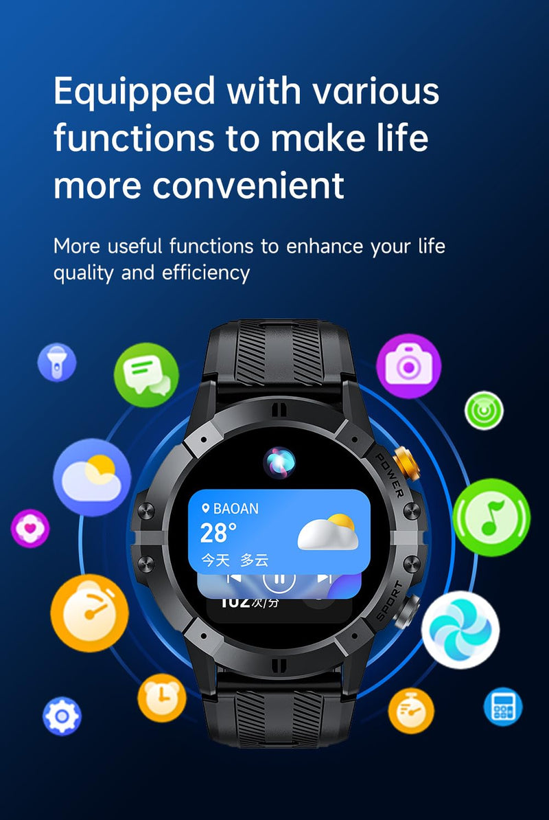 Gravity C29 Rugged Smart Watch, 1.52-Inch HD Display, 100+ Sports Modes, 7-10 Days Battery Life, AI Voice Assistant, 1 ATM Waterproof, Heart Rate & Sleep Monitoring, Shockproof (Black)