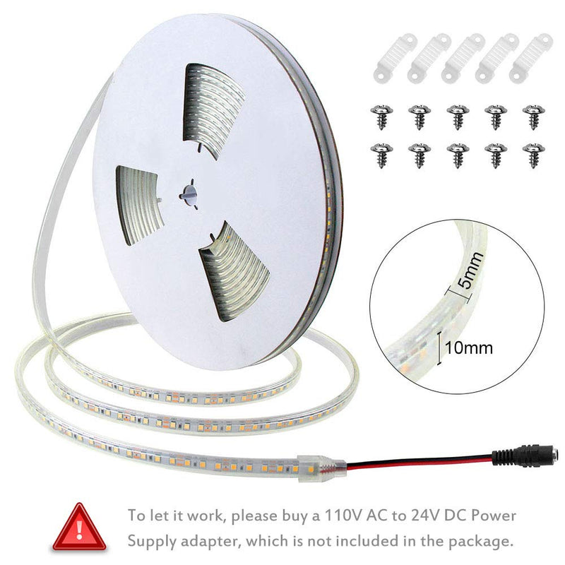 [AUSTRALIA] - ALITOVE LED Strip Lights Warm White Waterproof 32.8ft 1200 LEDs 2835 SMD 24V DC 3500K Outdoor LED Flexible Ribbon for Kitchen Bedroom Garden Under-cabinet Backyard Hallways(No Power Supply & Adhesive) SMD 10M IP67 
