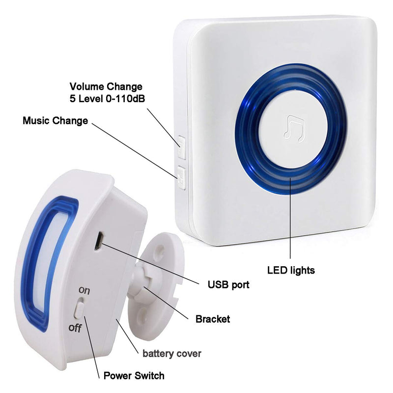 [AUSTRALIA] - Caregiver Pager Indoor Motion Sensor Alarm Room Bed Alarms and Fall Prevention for Elderly Dementia Patients/Mailbox Alert Device for Home (2 pager+1 sensor) 2 pager+1 sensor 
