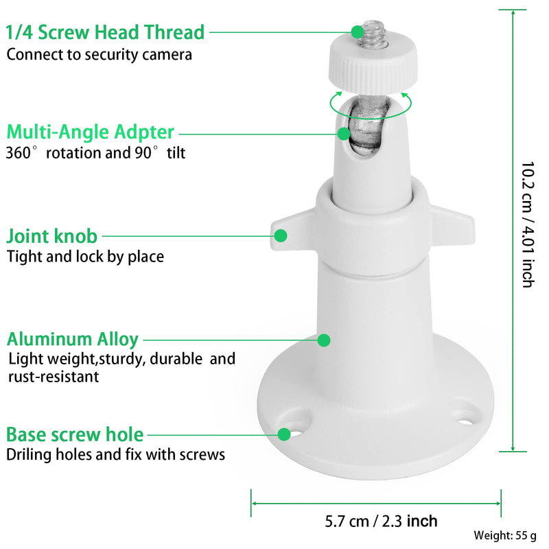 2 Pack Wall Mount Holder Compatible with SimpliSafe Outdoor Security Camera, 360°Rotation Security Bracket with 1/4 Screw Thread , Camera Not Included (White)