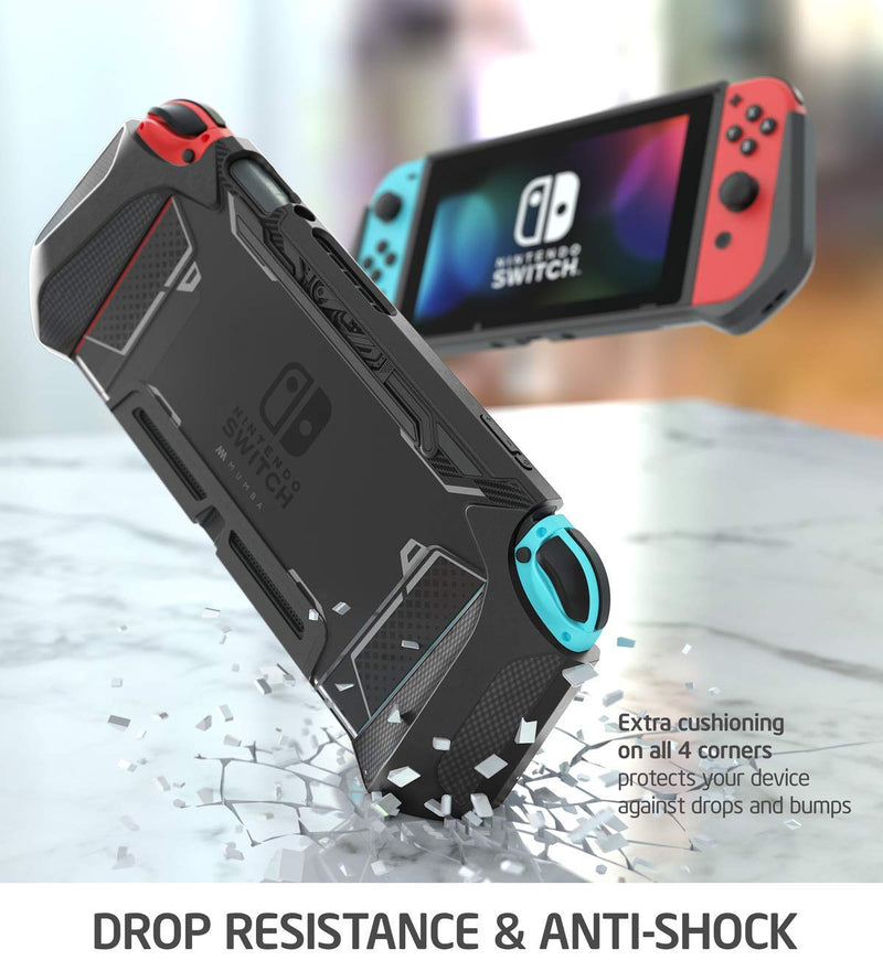 Mumba Dockable Case Compatible for Nintendo Switch, [Blade Series] TPU Grip Protective Cover Case with Ergonomic Design and Comfort Grip (Black) Black