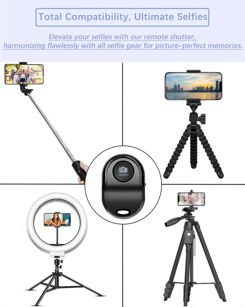 Remote Shutter for iPhone Camera, Bluetooth Remote for Android, Hands Free Works with Take a Christmas Family Portrait, Create Amazing Photos and Selfies, Wrist Strap Included（3 Pack） (Round)