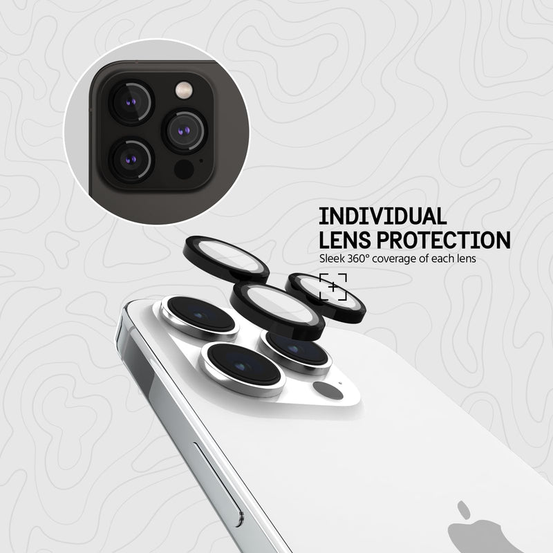 Pelican Camera Lens Protector w/ Aluminum Rings for iPhone 15 Pro Max/iPhone 15 Pro - 9H Tempered Glass - Durable Anti-Scratch, Anti-Shatter, HD View w/Night Shoot, Case Friendly, Easy Install - Black iPhone 15 Pro / iPhone 15 Pro Max