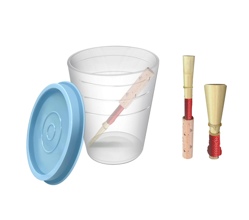 Oboe & Bassoon Reed Soaker Cup with Blue Lid – Durable Instrument Accessory, Leak-Free Design, Fits in Case, Ideal for Music Students, Great for Travel and Daily Use
