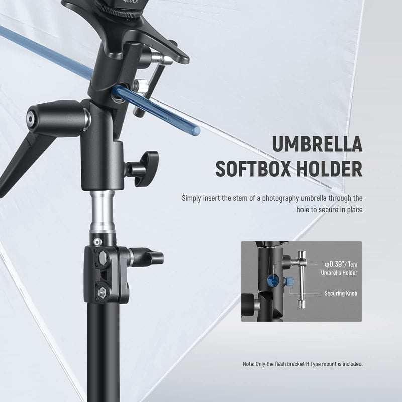 NEEWER Camera Flash Bracket H-Type Mount with Umbrella Softbox Holder, 180° Swivel Adjustable Metal Light Stand Adapter with 1/4" to 3/8" Screw Adapter for Speedlite LED Lamp Light Stand Tripod