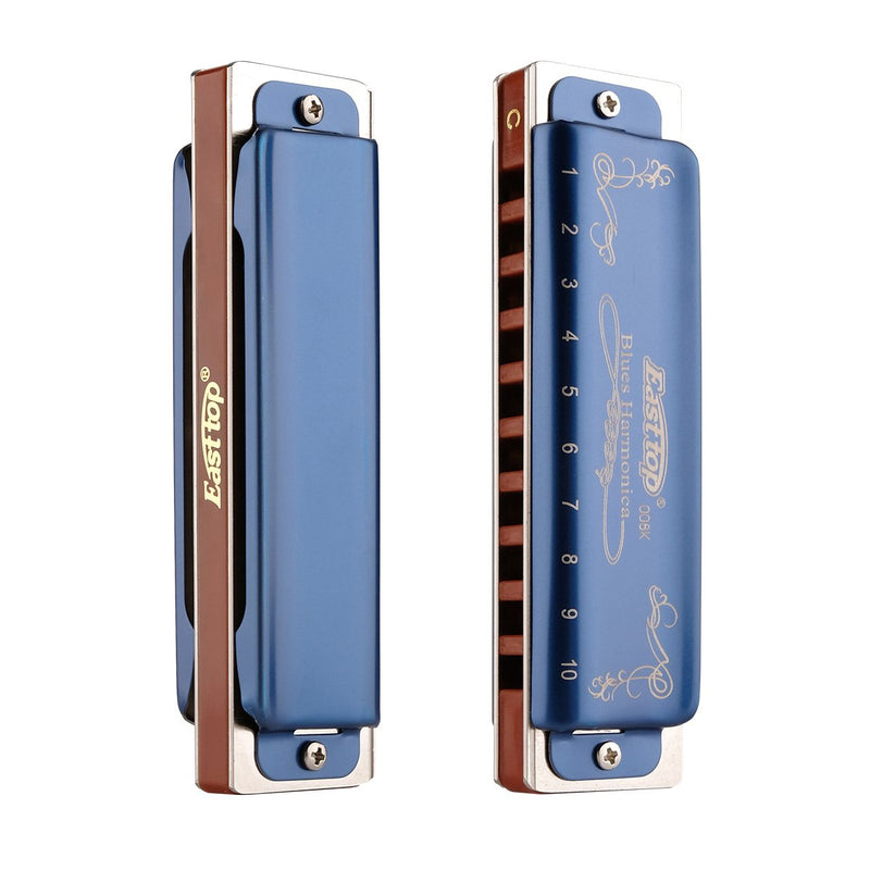 [AUSTRALIA] - Easttop Professional Harmonica Blues Key of C 10 Hole 20 Tone Heavy Duty with Case & Cleaning Cloth for Professional Player, Beginner, Students, Best Gift 