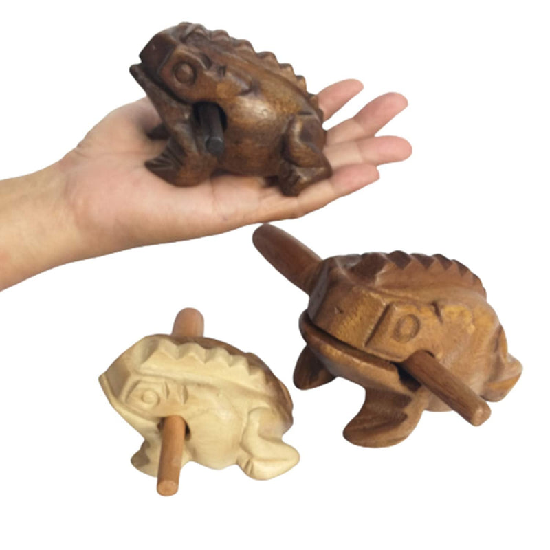 Percussion Instruments Wooden Frog Medium Size 4.8 Inch, 4 Inch and 3 Inch Family Wood Frog Guiro Rasp Musical Instrument Tone Block Musical Instrument Home Office Decoration