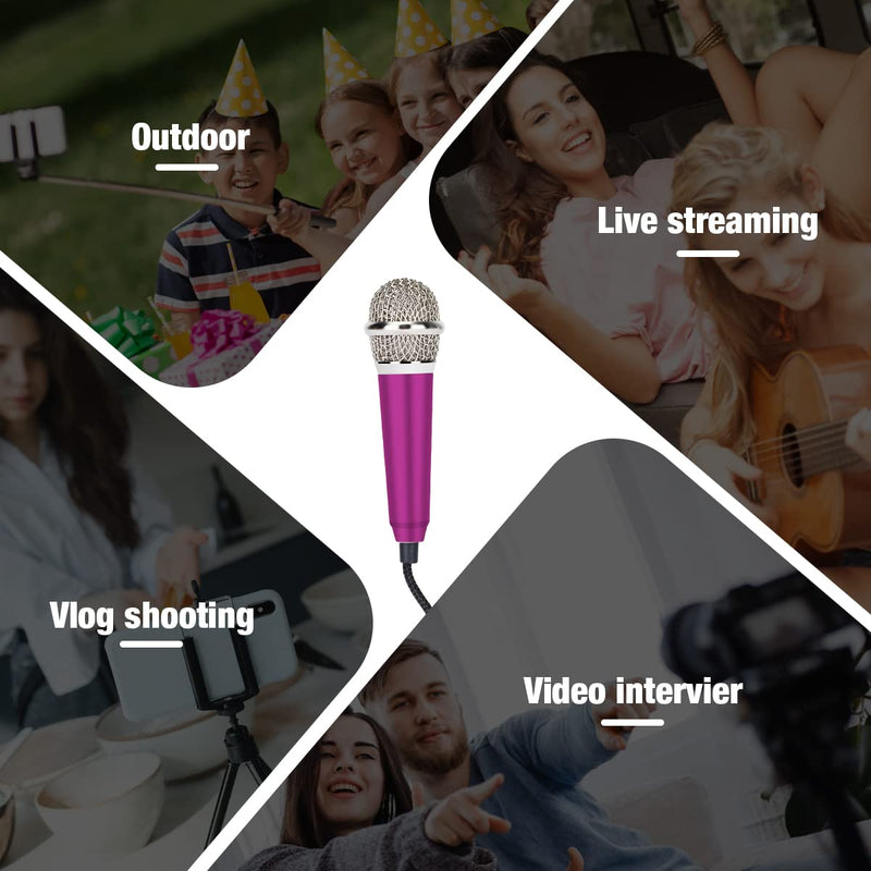 [AUSTRALIA] - Mini Microphone,Portable Vocal Tiny Microphone, Asmr Microphone ,Phone Microphone, Mini Karaoke Microphone for Voice Recording Chatting And Singing On Iphone,Android,Laptop Notebook（Pink purple） Rose purple 