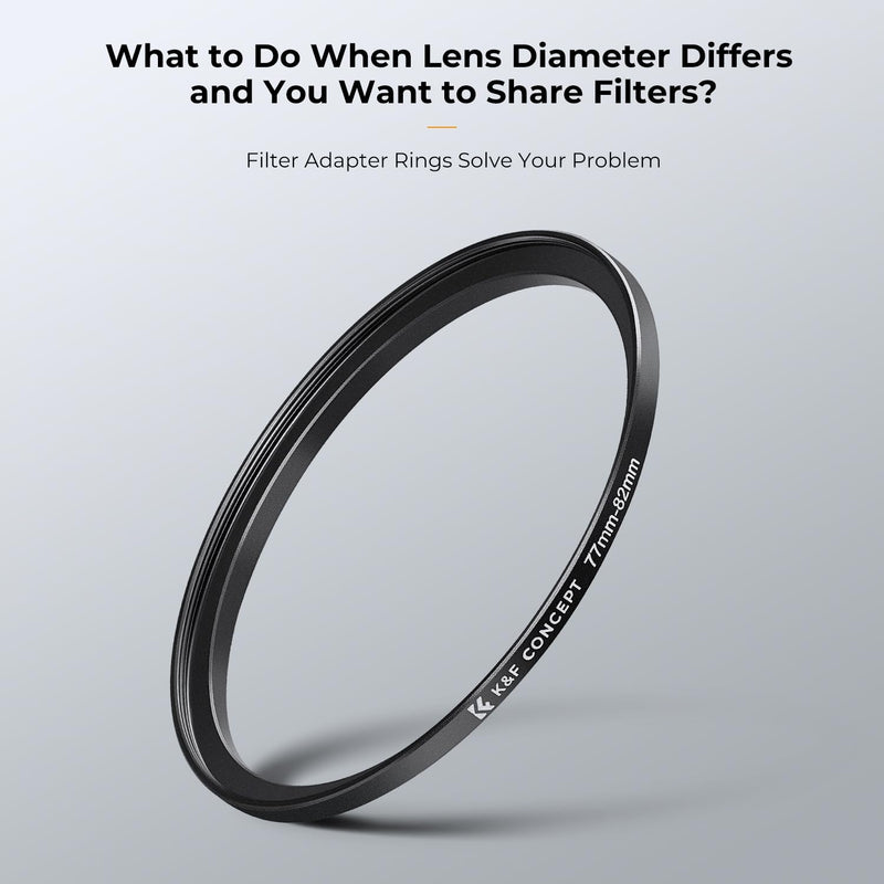K&F Concept 18 Pieces Filter Ring Adapter Set, Camera Lens Filter Metal Stepping Rings Kit (Includes 9pcs Step Up Ring Set + 9pcs Step Down Ring Set) Black