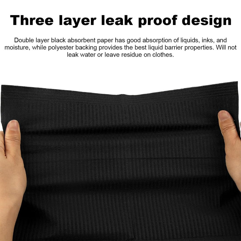 [AUSTRALIA] - WUSJCOF Pack of 50 Premium Disposable Dental Bibs, Waterproof Tattoo Bibs, Tattoo Tablecloths, Clean Pad, Tattoo Tray Covers, Multi-Purpose (Black) 