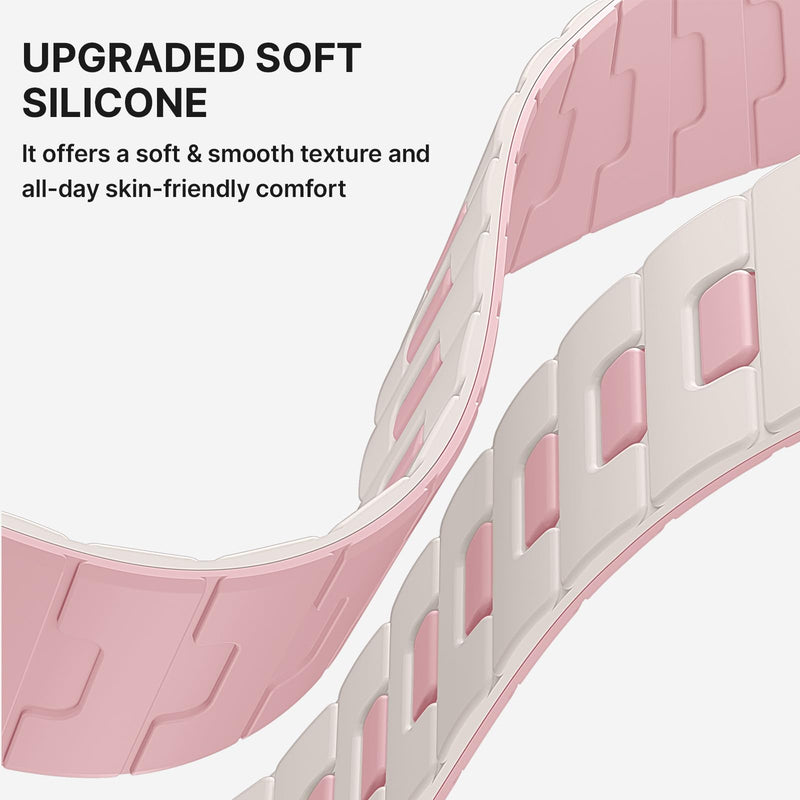 Bandletic Dual-Sided Reversible Magnetic Band Compatible with Apple Watch | Flip Either Way, One Band Gives Four Looks Instant, Stronger N56 Magnet Lies Flat Safe for Gym, Camping & Office, Men Women Starlight/Pink 49mm/46mm/45mm/44mm/42mm(series 3/2/1)