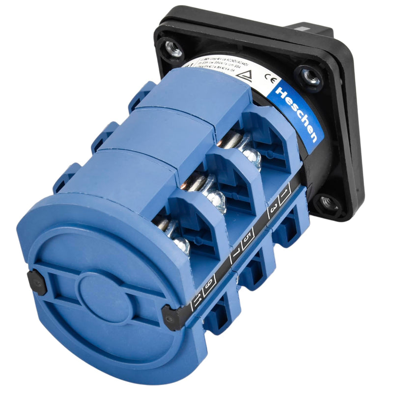Heschen Universal Rotary Cam Selector Changeover Switch SZW26-63/D303.3 660V 63A ON-Off-ON 3 Position 3 Phase 12 Terminals CE