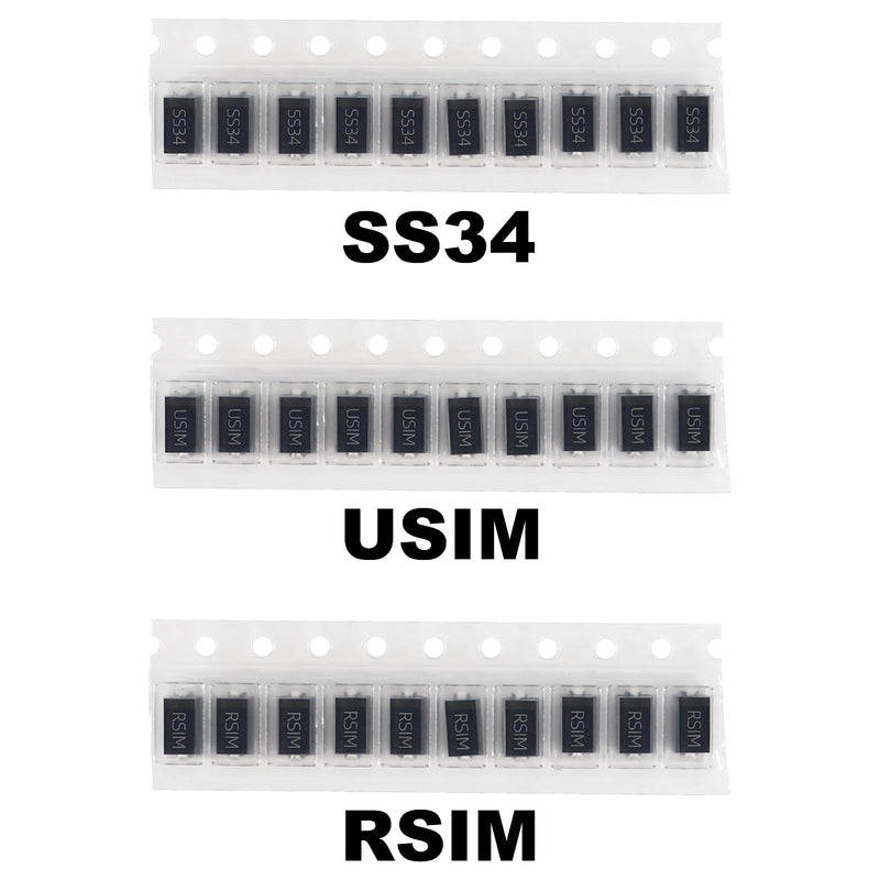 [AUSTRALIA] - 7 Values of Diodes 70PCS SMA M1 M4 M7 SS14 SS34 US1M RS1M SMD Fast Switching Schottky Rectifier Diode Assortment Set Electronic Components Assortment Set 7 values SMA M1 series 