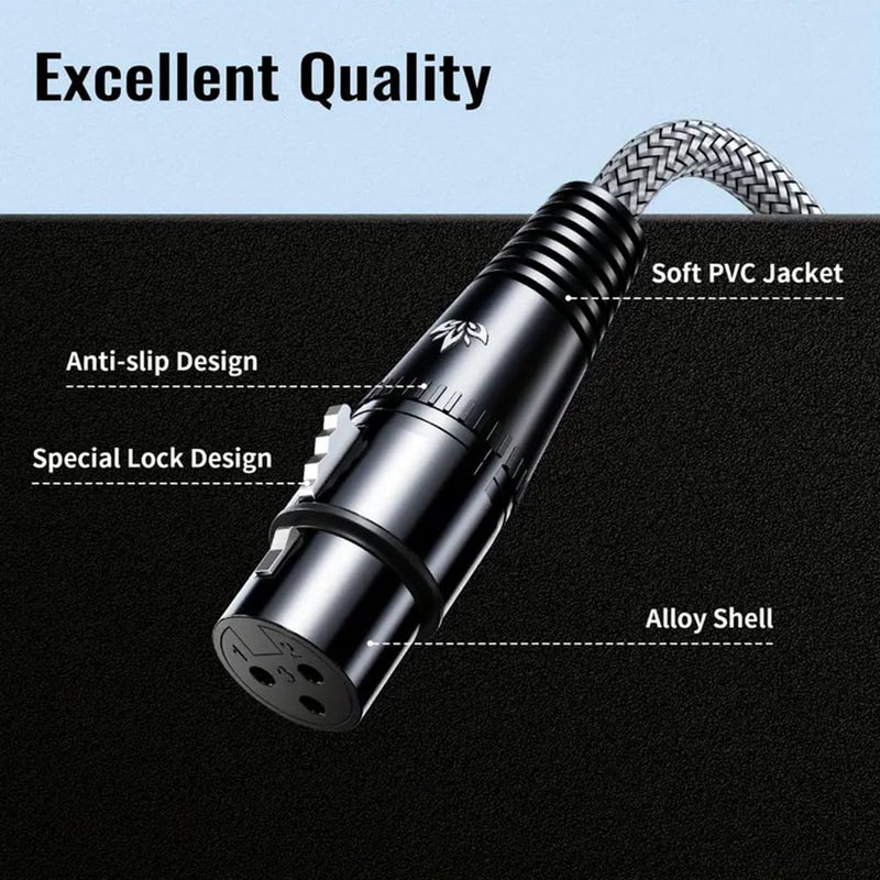 [AUSTRALIA] - XLR Cables 16.4FT/5M, Premium Nylon Braided & Gold-Plated Rean Connectors, Male to Female Balanced Microphone Cable -Gray 