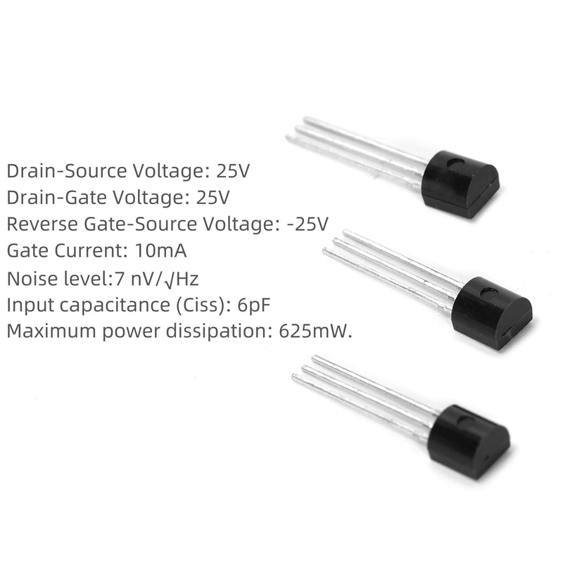 10Pcs 2N5457 N-Channel 5457 JFET Transistor 25V 10MA for DIY Projects Switching Transistor Analog Switch Bass Audio Amplifier